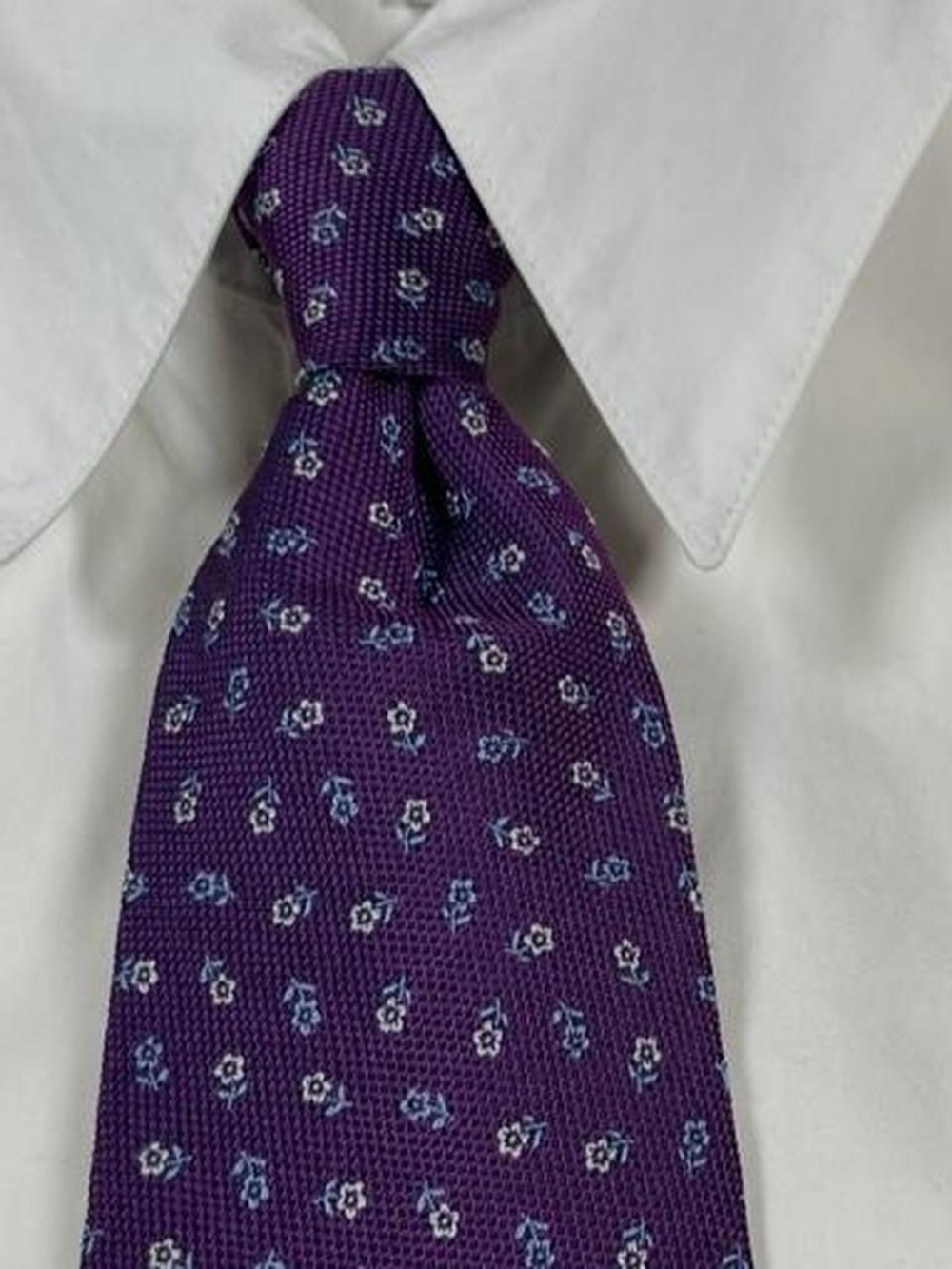 Brooks Brothers Purple Floral Silk Tie L58” W3.25” Made in USA